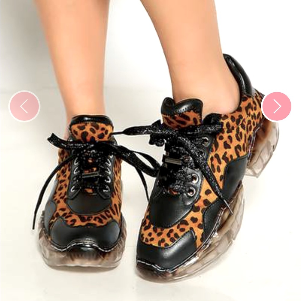 New Glam Leopard Print Sneakers - Picture 1 of 7